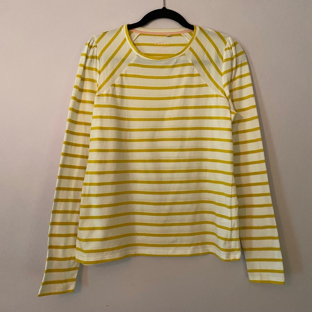Boden Yellow White Stripe Long Sleeve Shirt Basic Minimalist Preppy Cotton 8